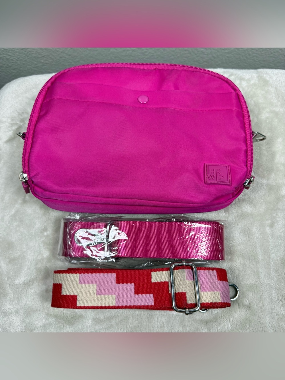 IHKWIP THE DAY TO DAY Convertible Hot Pink Crossbody Pouch with 2 straps